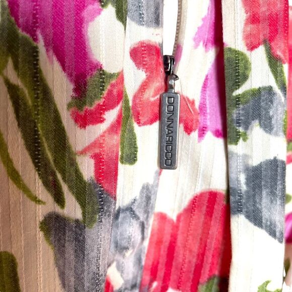 Donna Ricco Short A-Line Dress Sleeveless Vintage Pink Floral Belted Womens 2 - Picture 9 of 12